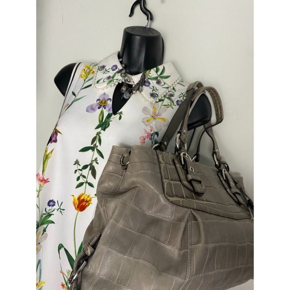 COACH Animal Embossed Leather Gray Shoulder Bag - Picture 8 of 16